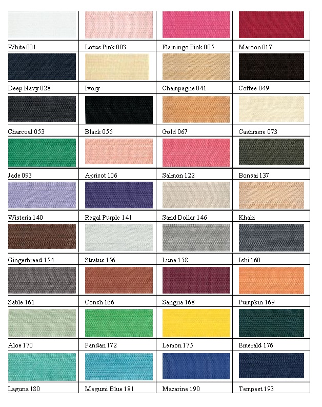 Seam Binding Ribbon Color Chart