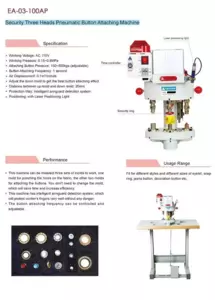 New Tech 3 Head Pneumatic Grommet Press Machine w/Laser Pointer (3 die set)