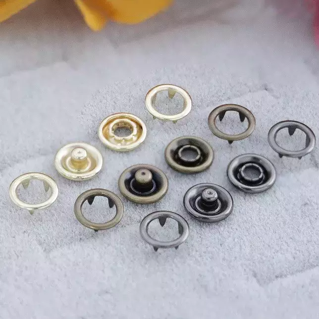 25 Small Metal Snap Buttons 8mm, Miniature Silver Open Ring Prong