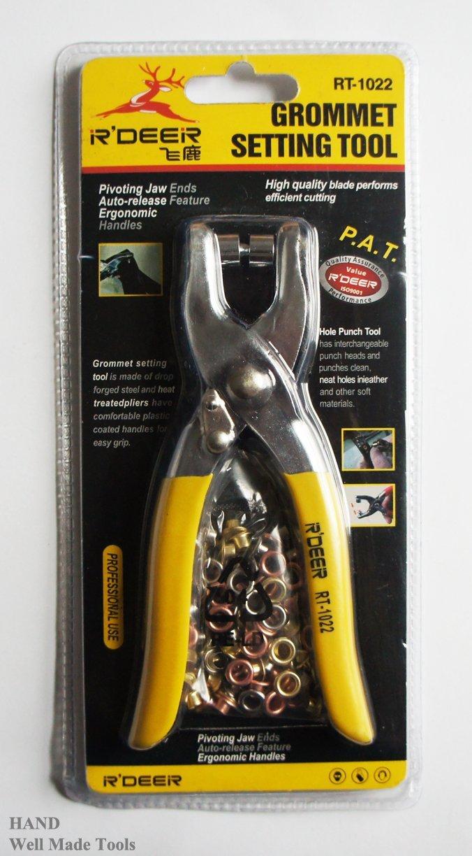 Hole Punch Tool Kit with 100 Silver... Ram-Pro 1/4" Grommet Eyelet Setter Plier 